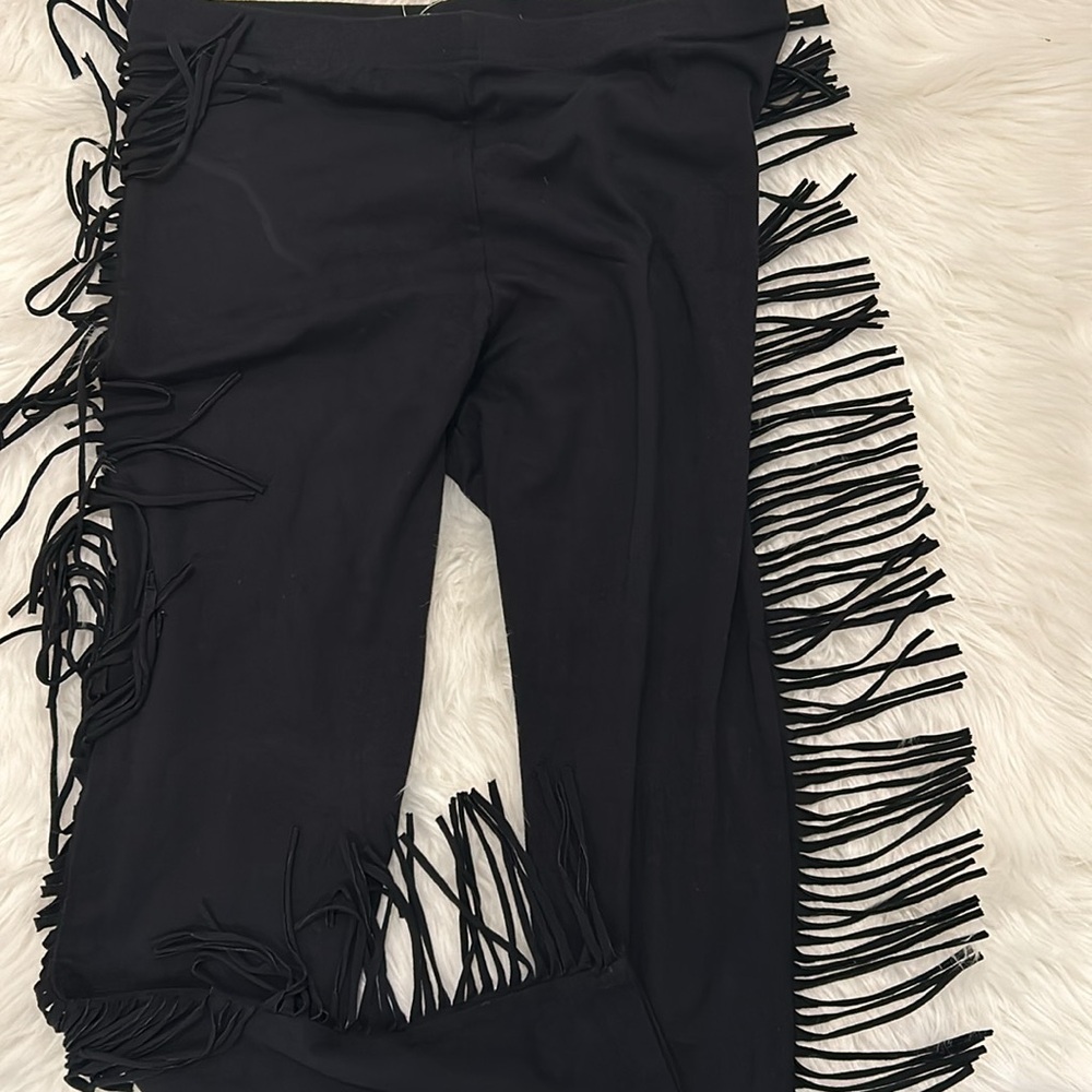 New with tags Nordstrom Top Shop Black Fringe Leggings - Picture 6 of 15